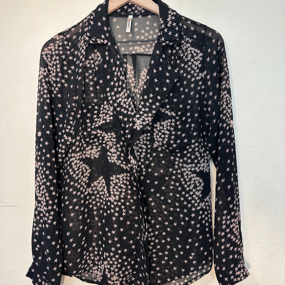 Sheer Star Print Blouse Size Small